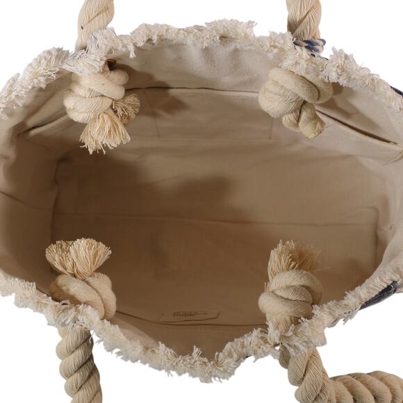 Spartina 449 Moonglade Boho Beach Tote–Large Rope Handle Bag-Blue Ikat - NWT - Picture 5 of 6